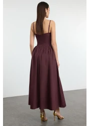  Collection Brown A-Cut Poplin Woven Dress Tprss24El00294