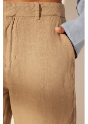  Collection Mink 100% Linen High Waist Wide Leg Trousers TWOSS24JE00246