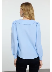  Collection Blue Collar Embroidery Detail Woven Blouse Twoaw22Bz0100