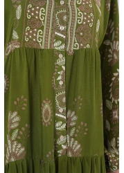 Bigdart 2423 Authentic Patterned Hijab Dress - D.Khaki