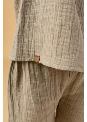 Minipodyum Boy's Placket Shirt Shorts Muslin Summer Double Set