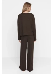  Collection Brown Corded Knitted Pajama Set Thmaw21Pt0684