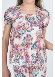 Kyron Girl's 100% Woven Viscose Floral Patterned Bottom and Top Set