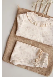 OhlalaKoala طقم لباس ضيق مكشكش بنمط فرع كريمي