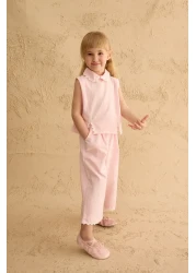 Fahhar Kids بدلة بنطلون بتفاصيل شق وردي