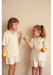 Oh La La Koala For Little Ones Olive Embroidered Polo Neck Shorts Set