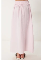 Happiness İstanbul طقم تنورة بلوزة موسلين وردي للنساء RV00206