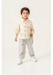 HARİKA KİDS Boy's Linen Shirt Muslin Pants Suit 2-5 Years