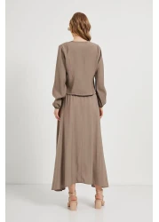 Arma Life Women's Lace-Up Premium Long Sleeve Mink Crop Blouse