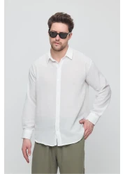 GIENTO قميص كتان مقطوع كبير الحجم للرجال