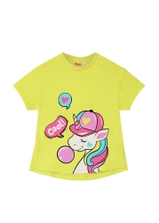 Denokids طقم تي شيرت صيفي بنمط وحيد القرن للفتيات وطماق أرجوانية