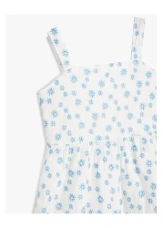 Koton فستان مبطن بالقطن مزين بالزهور بأشرطة سميكة