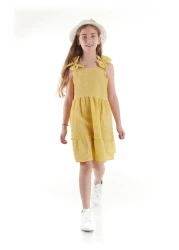 AHENGİM Girl's Dress - SeersucKer Gingham and Hat Set Ak2524
