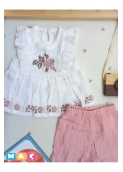 MÇ FAMİLY STORe بدلة بناتي من قماش الموسلين، فستان بناتي للأطفال