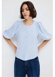 H&M بلوزة من مزيج الكتان