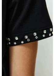  Collection Black Stone Accessory Detailed Regular Pattern Knitted T-Shirt TWOSS24TS00070