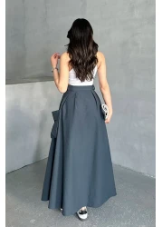 MD trend Women's Belted Big Pocket Detailed Skirt