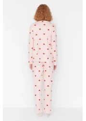  Collection طقم بيجامة محبوكة على شكل قلب من القطن بنسبة 100% باللون الوردي THMAW21PT0548