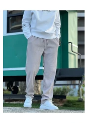 ElitWear بنطال مريح مخطط من القماش المرن