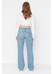  Collection Blue Low Waist Wide Leg Wide Leg Jeans Twoaw23Je00566