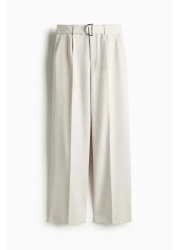 H&M Belted tailored trousers