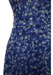  Collection Blue Floral Print Mini Knitted Dress with Backless and Adjustable Straps - TWOSS20EL1630