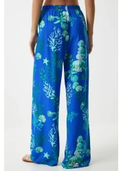 Happiness İstanbul Blue Water Green Viscose Palazzo Pants - Women's EN00606