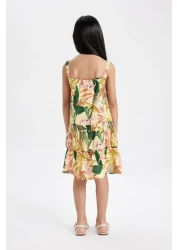 Defacto Girl's Poplin Strap Patterned Summer Dress C5216A824Sm