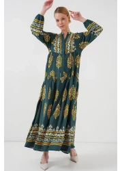 Bigdart فستان حجاب أخضر 7 أصلي منقوش 2423