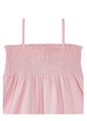 Denokids Flower Patterned Gipe Detailed Muslin Strap Summer Dress for Baby Girl