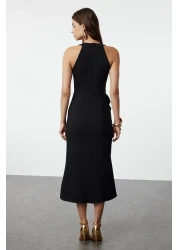  Collection Black Flounced Woven Stylish Evening Dress Night Graduation Dress Tpraw19Bb0144