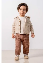 bombe Baby Kids Mink Cotton Hooded Comfortable 3-Piece Set Trend Fashion Bottom Top Set