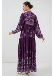 Bigdart 2423 Authentic Patterned Hijab Dress - Y. Purple
