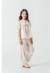 My Hanne طقم بناتي مخطط بشريط 3837