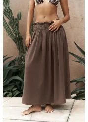 BOHEMAİ تنورة متوسطة الطول بنية اللون من Aninas بتفاصيل مطاطية