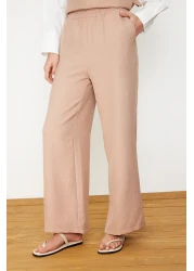  Modest Mink Linen Look Side Tie Woven Bottom Top Set TCTSS24US0001