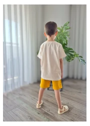 BALKABAĞI Dinosaur Bloods and Shorts/Stone Tshirt for 2 Sets Boys Piping Detailed Mtye0026