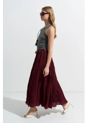 KADRİYE BAŞTÜRK Nora Pleated Skirt Claret Red