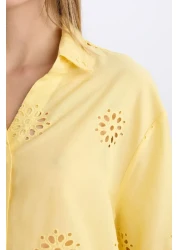 Defacto قميص Brode بأكمام طويلة وقصة واسعة مقاس كبير B5419AX25SP