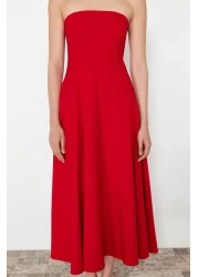  Collection Red A-Line Strapless Woven Stylish Evening Dress Tprss24El00139