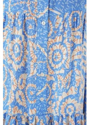 Bigdart 2423 Authentic Patterned Hijab Dress - S. Blue
