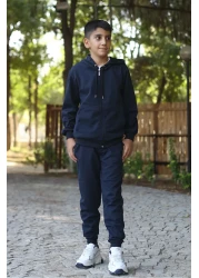 han collection طقم بدلة رياضية من كارديجان وبنطلون رياضي بسحاب وغطاء للرأس وجيب الكنغر