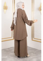 Tesettür Dünyası طقم فراولة مزدوج TSD250183 بني