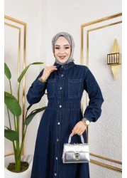 HARMAN BUTİK Women's Belden Elastic Pocket Detailed Denim Dress