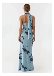 Hiccup Strapless Patterned Bodycon Maxi Tulle Dress