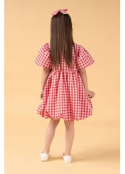 Minipodyum فستان بالون بإبزيم منقوش من القماش القطني للفتيات