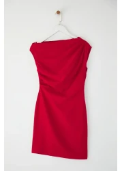  Collection Red Fitted Mini Woven Dress Twoss25El00766 Twoss25El00766