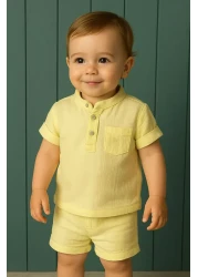 Montisu 100% Cotton Muslin, Baby Boy Set, 2 Piece (T-shirt + Shorts)