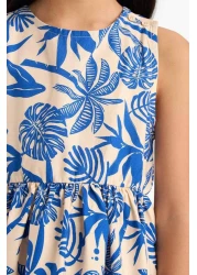 Defacto Girl's Patterned Poplin Sleeveless Summer Dress C3711A825Hs