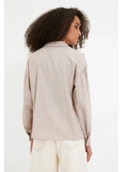  Collection قميص منسوج من القطن باللون البيج TWOSS20GO0357